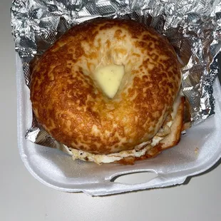 Asiago bagel with an egg white!