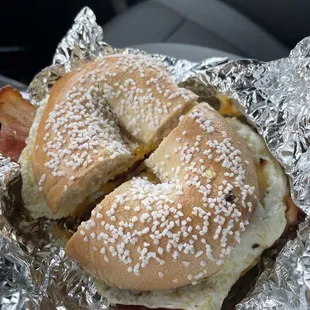 Bacon Egg &amp; Cheese on Salt Bagel