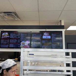 the menus on the wall