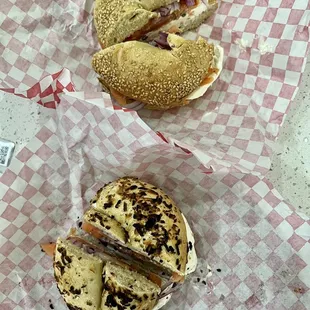 a bagel sandwich and a bagel sandwich