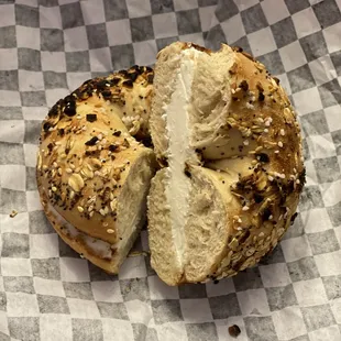 Everything Bagel toasted with Cream Cheese