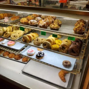 a variety of pastries on display