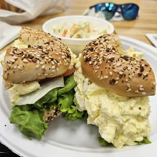 Egg salad sandwich with coffee