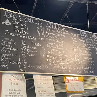 a menu on a blackboard