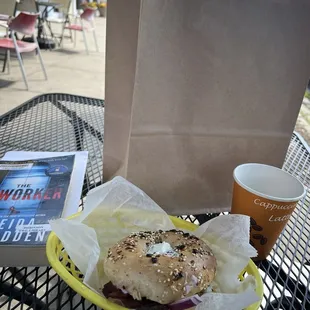 Spicy everything bagel Famous Nova Lox Bagel Sandwich (I got the spicy everything bagel)