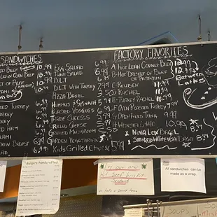 a menu on a blackboard