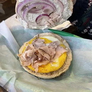 Turkey egg and cheese (ridiculously small portion of turkey!)