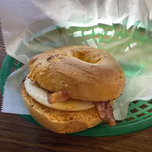 Bacon egg and cheese bagel