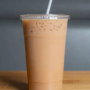 a cold drink in a plastic cup