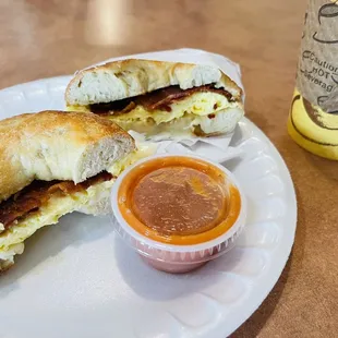 Breakfast Bagel with Bacon egg and cheese