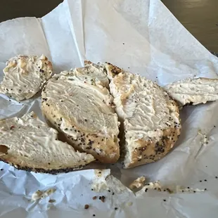 Uneven bagel slices