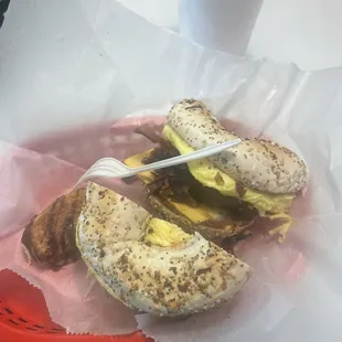 Bacon Egg, Bacon and Cheese on Your Choice of Buttered Bagel