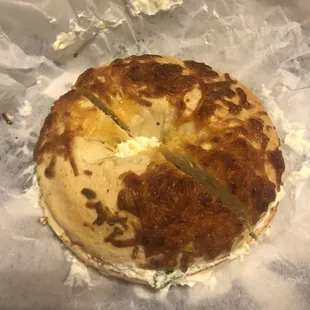 Cheddar Bagel w Chive Cream Cheese