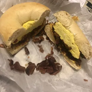Egg, Bacon and Cheese on Plain Bagel