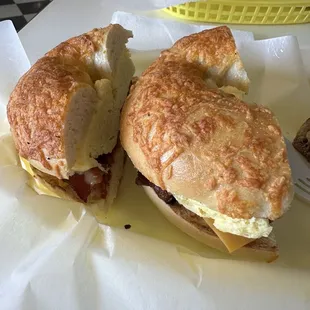 Bacon Egg, Bacon and Cheese on Your Choice of Buttered Bagel