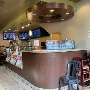 the inside of a restaurant