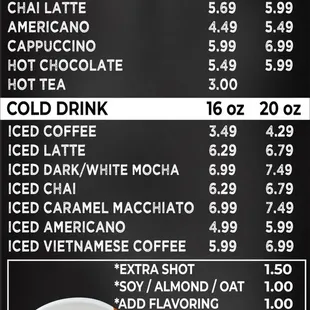 Espresso Menu