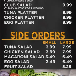 Salad Menu