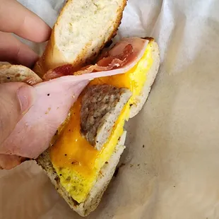 Sausage bagel with 1/4 patty od sausage