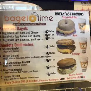 Bagel sandwich menu