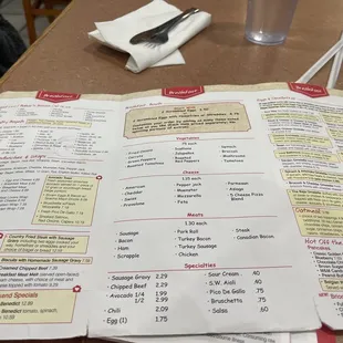 Quick shot of one side of the menu...