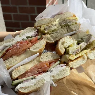 Lox bagel, jalapeño sausage bagel