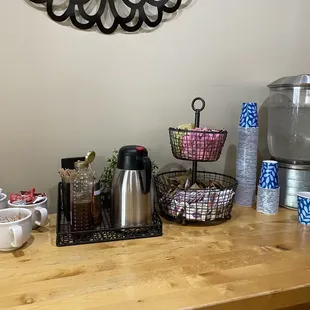 a variety of coffee and tea items