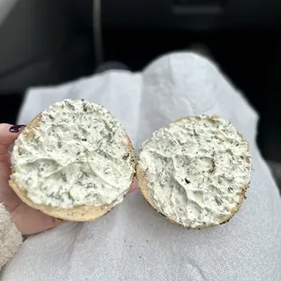 Everything bagel with Lemon and Herb cream cheese