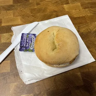 a bagel on a table
