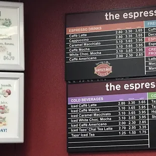 Smoothies and coffees