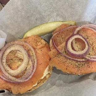 Traditional Lox on a Garlic bagel