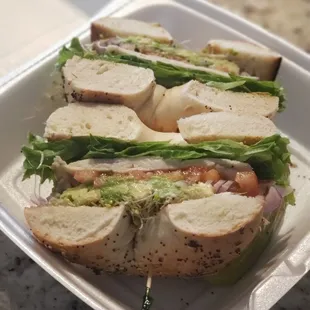 Californian Bagel Sandwich- turkey, tomato, avocado, etc... Delicious