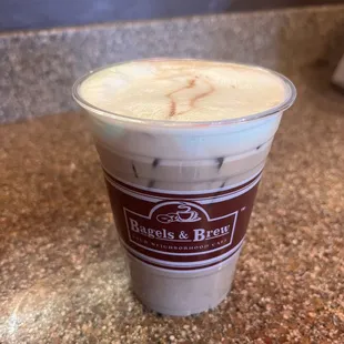 a cup of coffee on a counter