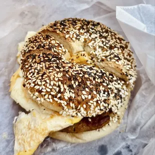 #1. Scrambled Egg Bagel with Meat