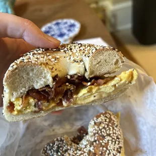 1. Scrambled Egg Bagel with Meat