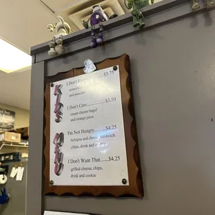 Hilarious kids menu