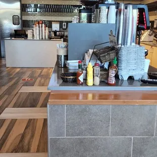  the counter area of a restaurant