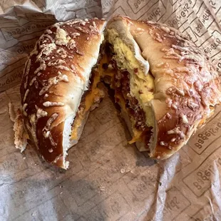 Breakfast Sandwich on Asiago cheese bagel