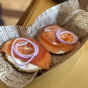 Salmon lox and cream cheese