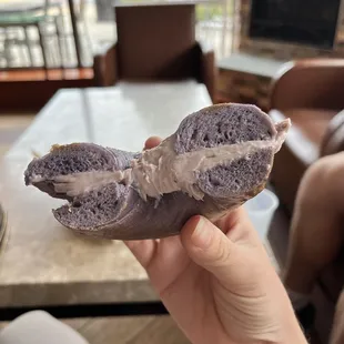 Blueberry bagel with blueberry cream cheese
