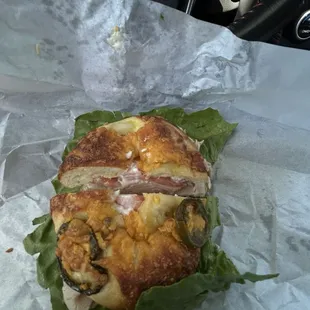 Turkey BLT on a Cheddar Jalapneo bagel. Best bagel ever!