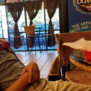 My son actually quietly watching news....he&apos;s comfortable &amp; satisfied