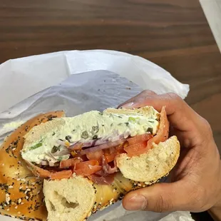 Lox bagel, love the amount of cream cheese they fit into it!