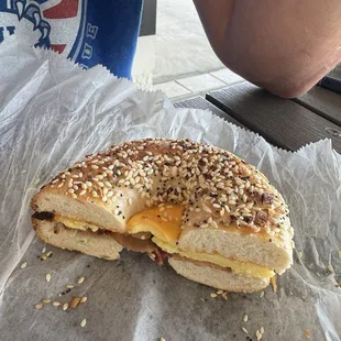 Bagel sandwich on everything