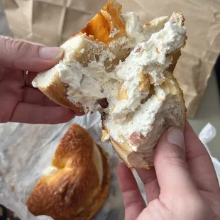 Cheddar Bagel with bacon cheddar cream cheese