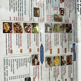 the menu of a restaurant