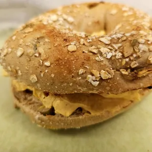 Pumpkin Spice Bagel with Pumpkin cream cheese.. season's perfect combo!