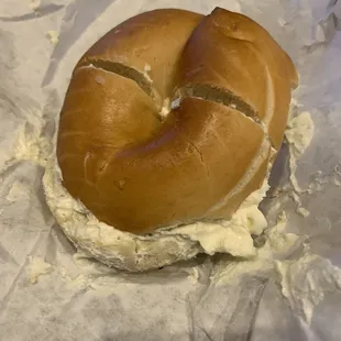 Plain bagel with plain schmear