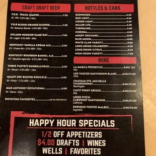 Beer and Wine Menu