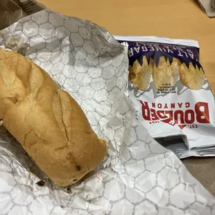 a sandwich and chips